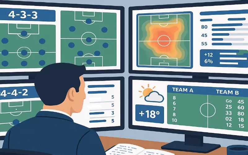 Analyse pré-match professionnelle avec statistiques tactiques et formations d'équipe