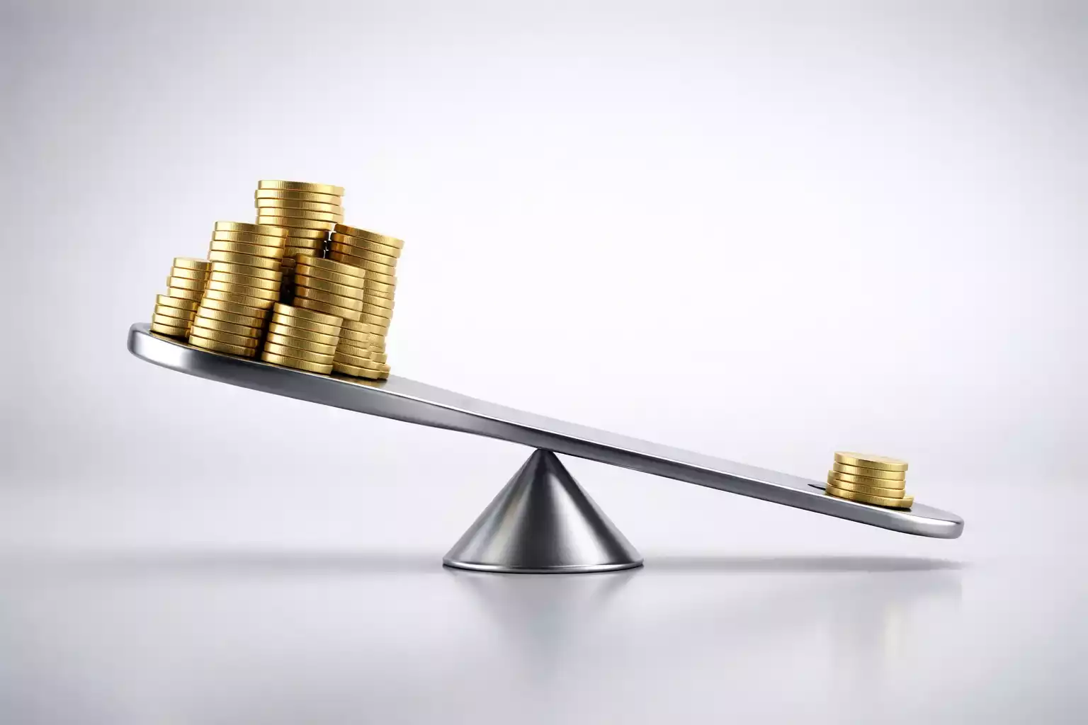 Balance d&eacute;s&eacute;quilibr&eacute;e symbolisant la r&eacute;partition in&eacute;gale des paris entre deux options