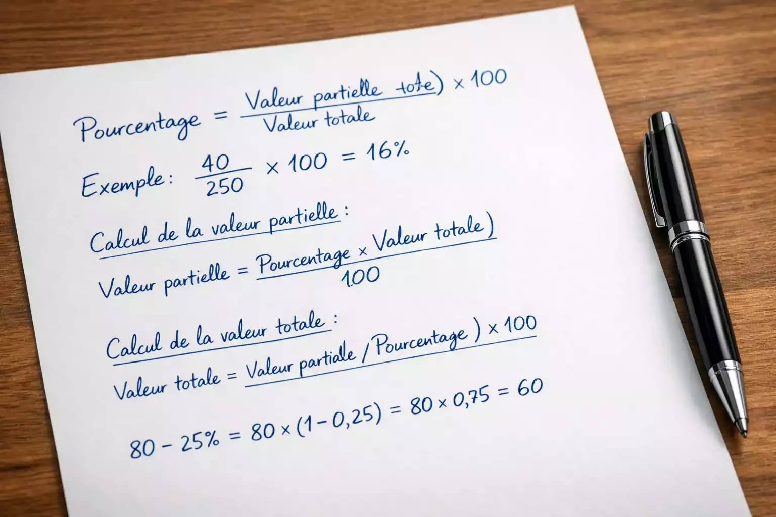 Document papier avec des notes manuscrites et formules math&eacute;matiques simples pour l'analyse de paris sportifs