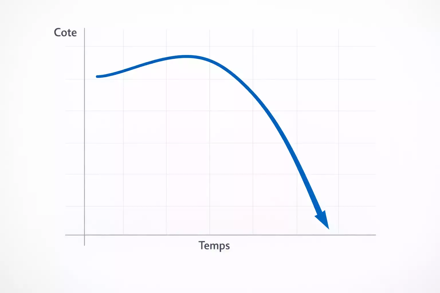 Graphique montrant une variation brutale de cote avec une fl&egrave;che descendante rapide