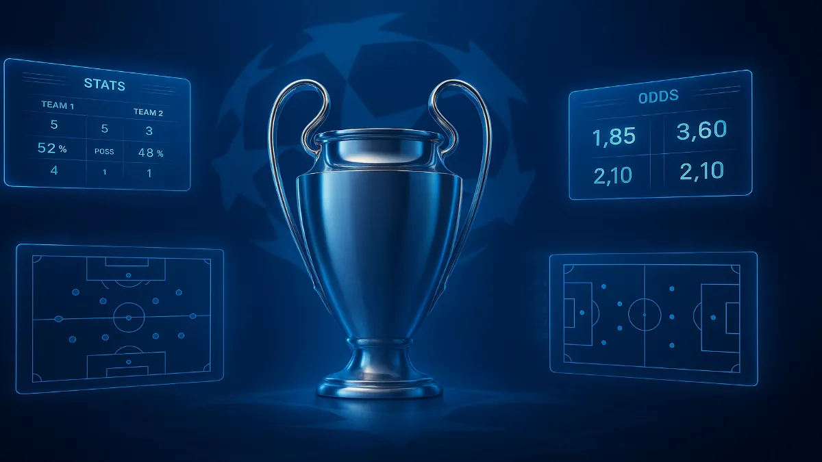 Stratégies de paris sur la Ligue des Champions 2025 avec analyse de données et trophée UEFA