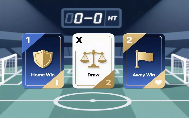 Types de paris classiques sur le résultat : victoire domicile, match nul, victoire extérieur