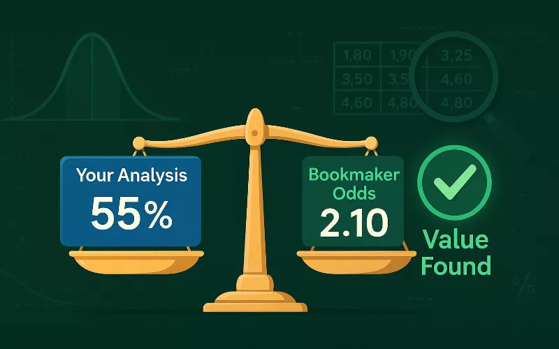 Concept de value betting avec comparaison des cotes et probabilités pour trouver les meilleures opportunités